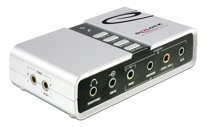 DeLOCK USB 2.0-lydkort, 7.1, 3,5 mm, S/PDIF, ADC/DAC i gruppen Datautstyr / PC-Komponenter / Lydkort hos TP E-commerce Nordic AB (38-53161)