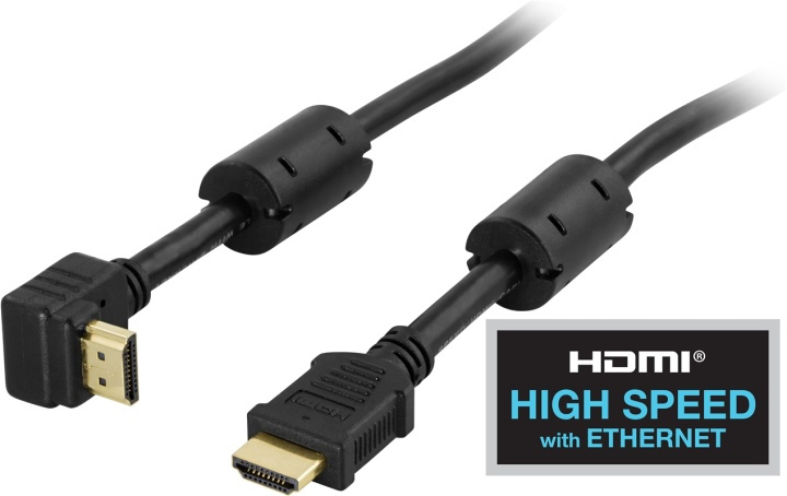 DELTACO HDMI-kabel, v1.4+Ethernet, 19-pin ha-vink. ha, 1080p, svar, 2m i gruppen Elektronikk / Kabler og adaptere / HDMI / Kabler hos TP E-commerce Nordic AB (38-5318)