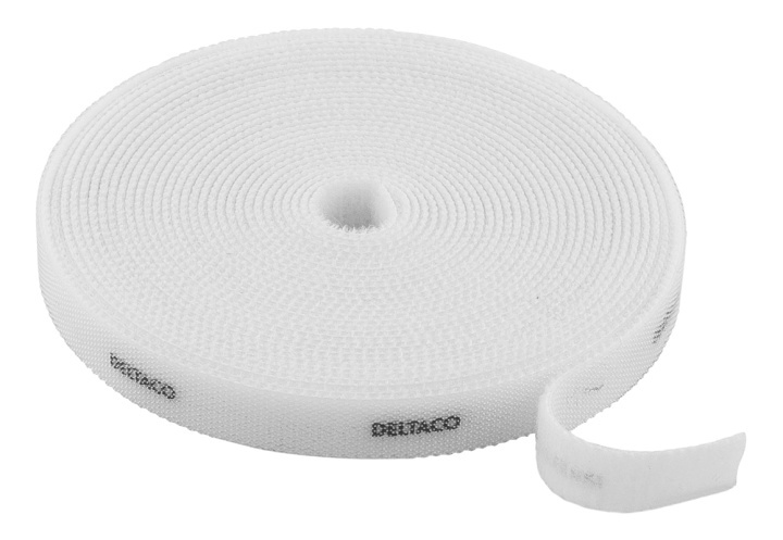 DELTACO borrelås på rull, bredde 10mm, 5m, hvit i gruppen Elektronikk / Kabler og adaptere / Kabelhåndtering hos TP E-commerce Nordic AB (38-53209)