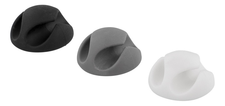 DELTACO selvklebende gummikabelholder, 6-pk, svart/hvit/grå i gruppen Elektronikk / Kabler og adaptere / Kabelhåndtering hos TP E-commerce Nordic AB (38-53240)