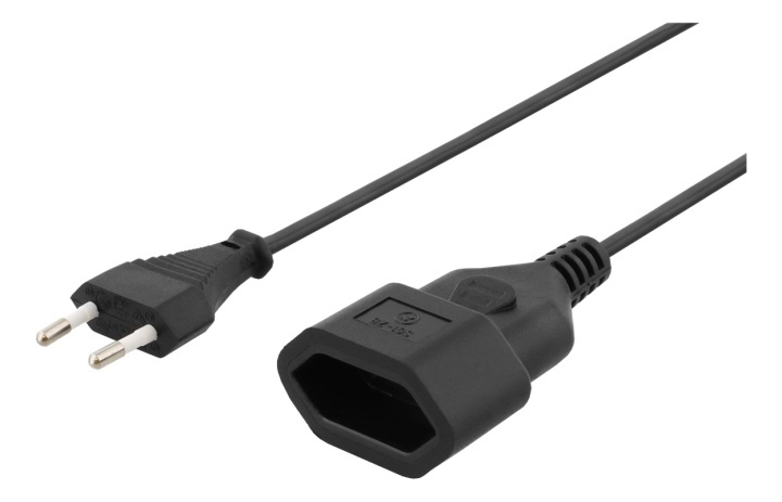 DELTACO ungrounded power cable, CEE 7/16 to IEC 60906-1, 1m, black i gruppen Datautstyr / Kabler og adaptere / elektriske kabler hos TP E-commerce Nordic AB (38-53252)