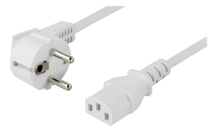 DELTACO apparatkabel, vinklet CEE 7/7 til IEC 60320 C13, 10m, hvit i gruppen Datautstyr / Kabler og adaptere / elektriske kabler hos TP E-commerce Nordic AB (38-53272)