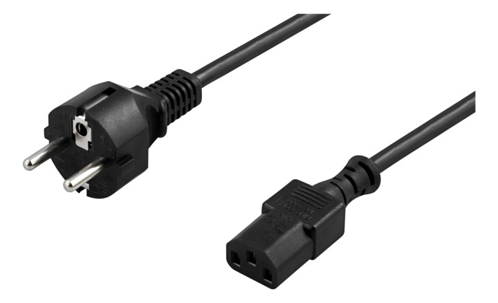 DELTACO jordingskabel, CEE 7/7 til IEC 60320 C13, 10 m, svart i gruppen Datautstyr / Kabler og adaptere / elektriske kabler hos TP E-commerce Nordic AB (38-53274)