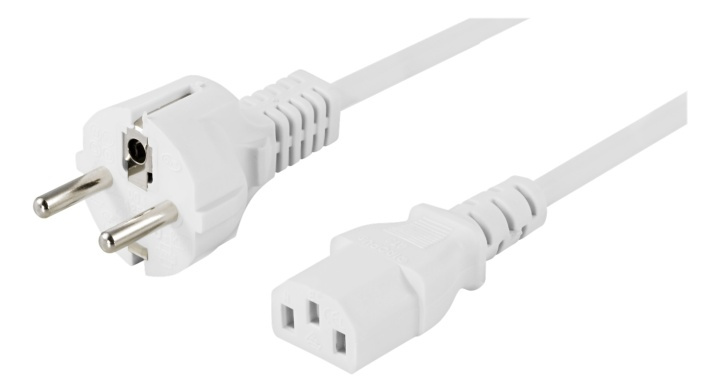 DELTACO jordingskabel, CEE 7/7 til IEC 60320 C13, 10 m, hvit i gruppen Datautstyr / Kabler og adaptere / elektriske kabler hos TP E-commerce Nordic AB (38-53275)
