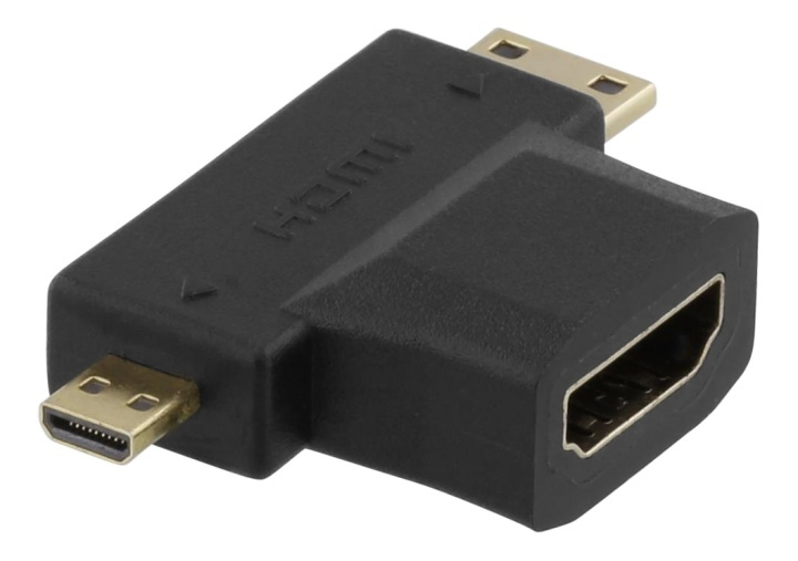 DELTACO HDMI adapter, HDMI FM to mini HDMI M and micro HDMI M i gruppen Elektronikk / Kabler og adaptere / HDMI / Adaptere hos TP E-commerce Nordic AB (38-53378)