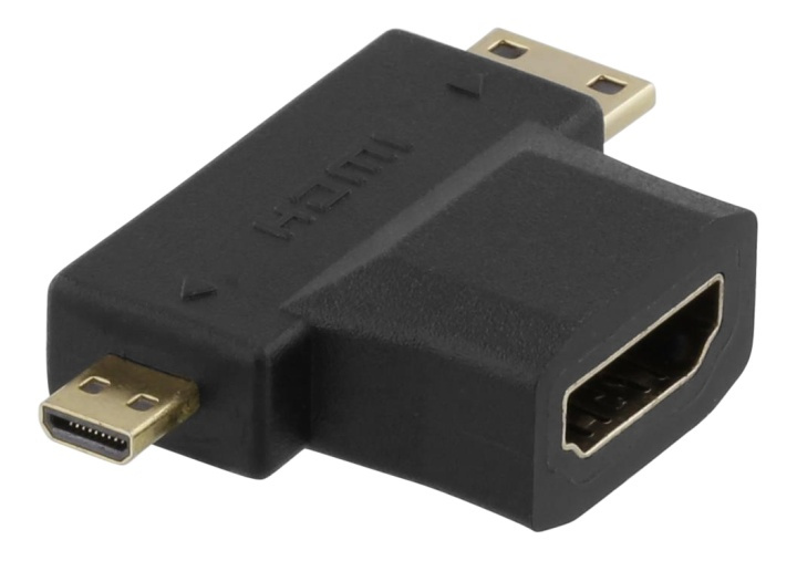 DELTACO HDMI-adapter, HDMI ho til mini HDMI ha og micro HDMI ha i gruppen Elektronikk / Kabler og adaptere / HDMI / Adaptere hos TP E-commerce Nordic AB (38-53378)