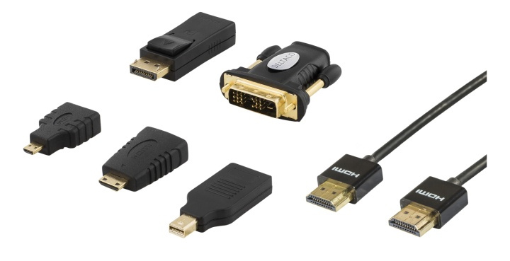 DELTACO HDMI/DisplayPort/DVI adapter kit, HDMI cable 2m, 4K, black i gruppen Datautstyr / Kabler og adaptere / DisplayPort / Kabler hos TP E-commerce Nordic AB (38-53381)