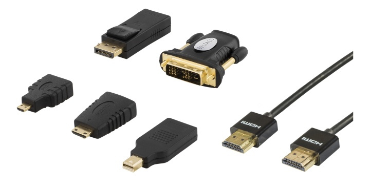DELTACO HDMI/DisplayPort/DVI-adaptersett, HDMI-kabel 2 m, 4K, svart i gruppen Datautstyr / Kabler og adaptere / DisplayPort / Kabler hos TP E-commerce Nordic AB (38-53381)