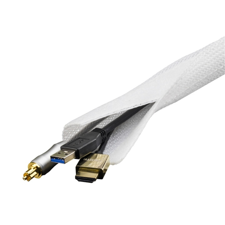 DELTACO kabelstrumpa för sortering, kardborrband, nylon, 1,8m, vit i gruppen Elektronikk / Kabler og adaptere / Kabelhåndtering hos TP E-commerce Nordic AB (38-53421)