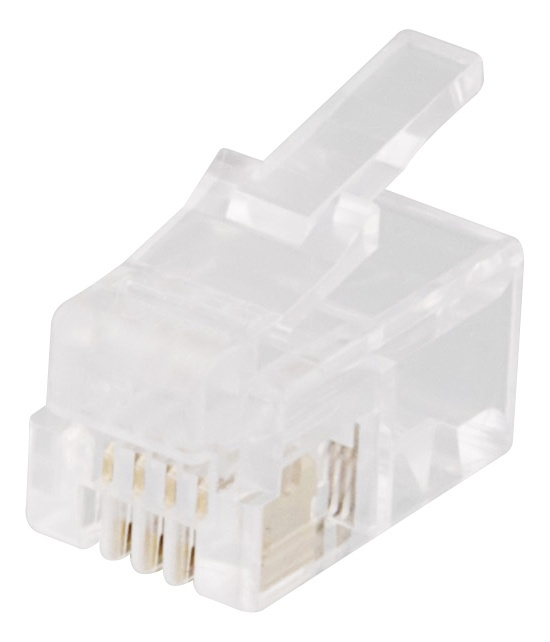 DELTACO Modular connector RJ9/RJ10/RJ22 4P4C, 20-pack, transparent i gruppen Datautstyr / Kabler og adaptere / Nettverk / Adaptere og koblinger hos TP E-commerce Nordic AB (38-53452)