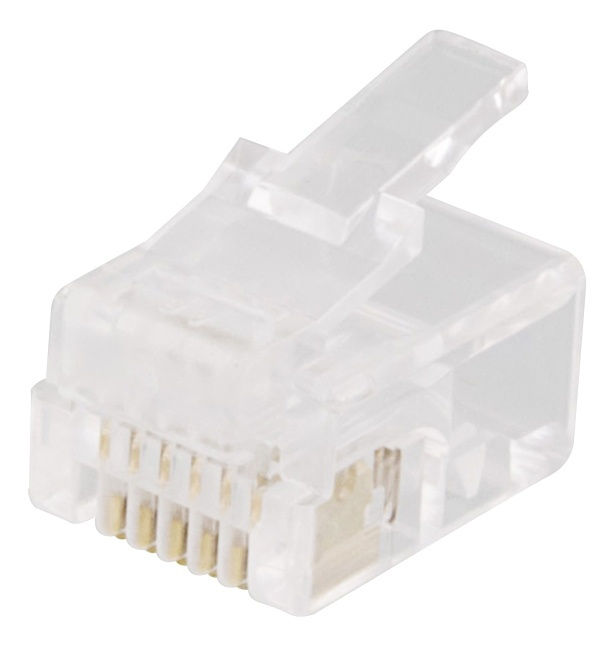 DELTACO Modular connector RJ12, 6P6C, 20-pack, transparent i gruppen Datautstyr / Kabler og adaptere / Nettverk / Adaptere og koblinger hos TP E-commerce Nordic AB (38-53456)