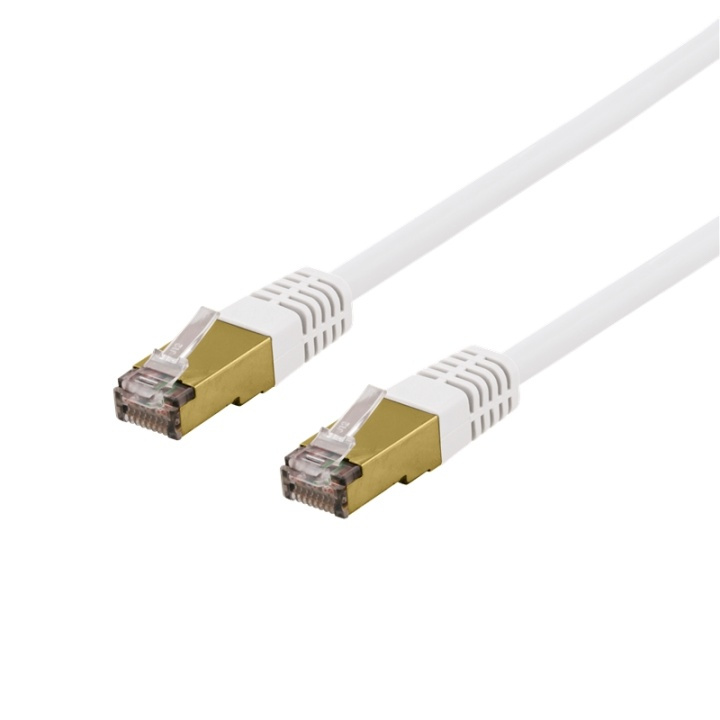DELTACO S/FTP Cat6a patch cable, 0,3m, 500MHz, Delta-cert, white i gruppen Datautstyr / Kabler og adaptere / Nettverk / Cat6 hos TP E-commerce Nordic AB (38-53517)