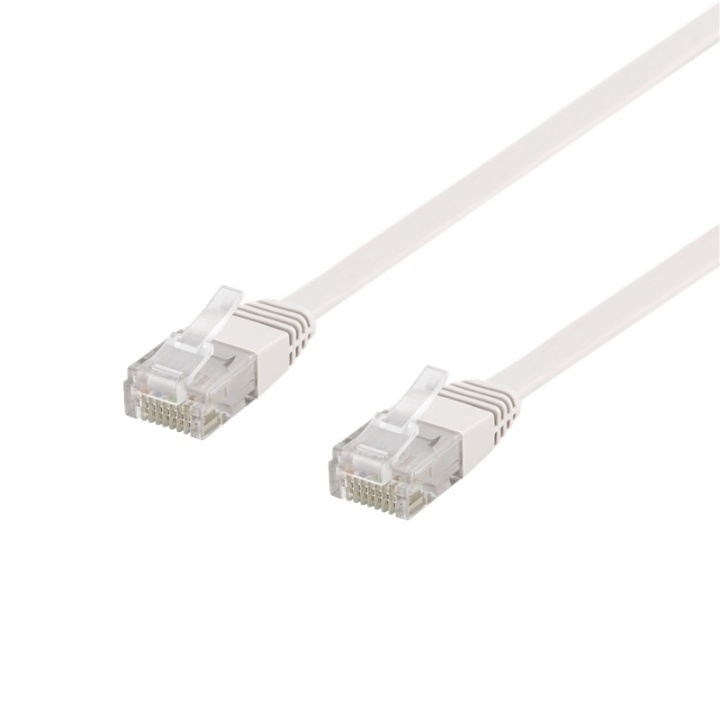 DELTACO U/UTP Cat6 patchkabel, flat, 0,3m, 250Hz, hvit i gruppen Datautstyr / Kabler og adaptere / Nettverk / Cat6 hos TP E-commerce Nordic AB (38-53597)