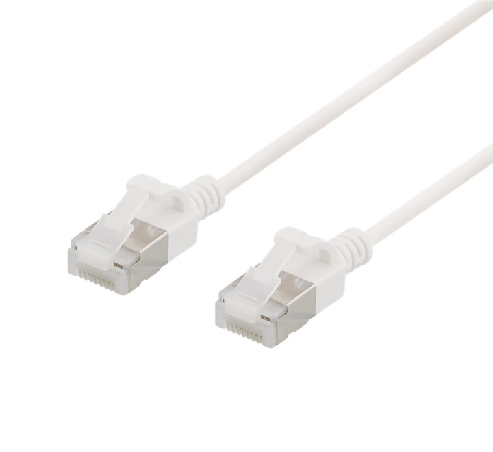 DELTACO U/FTP Cat6a patch cable, slim, 3,8mm in diameter, 0,3m, white i gruppen Datautstyr / Kabler og adaptere / Nettverk / Cat6 hos TP E-commerce Nordic AB (38-53610)