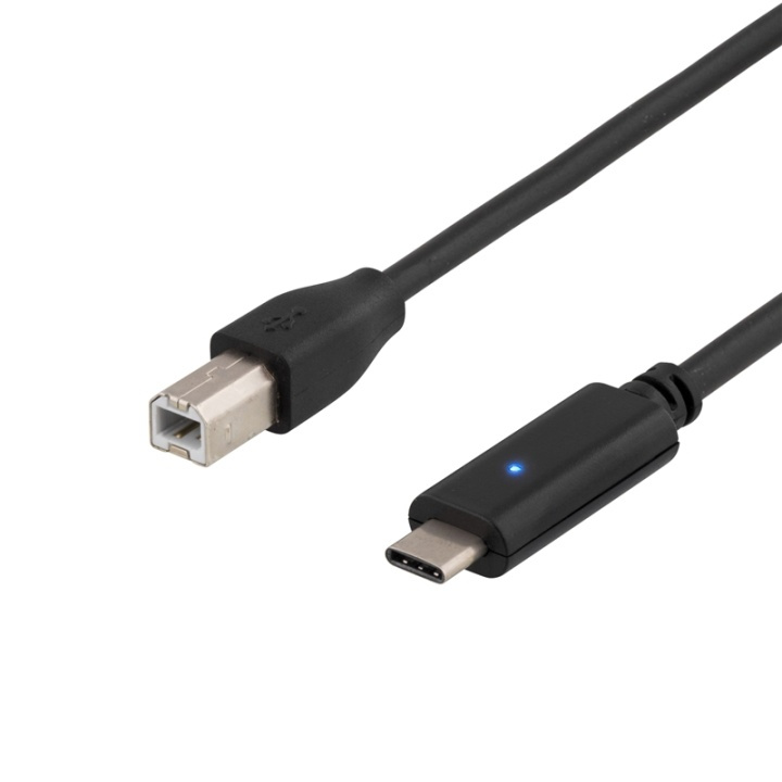 DELTACO USB 2.0 kabel, Type C Ha - Type B Ha, 1m, svart i gruppen SMARTTELEFON & NETTBRETT / Ladere og Kabler / Kabler / Kabler type C hos TP E-commerce Nordic AB (38-53653)