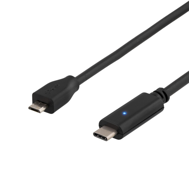 DELTACO USB 2.0 kabel, Type C Ha - Type Micro B Ha, 0.5m, svart i gruppen Datautstyr / Kabler og adaptere / USB / Micro-USB / Kabler hos TP E-commerce Nordic AB (38-53662)