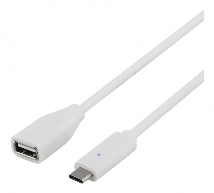 DELTACO USB 2.0 kabel, Typ C - Typ A ho, 1m, vit i gruppen Datautstyr / Kabler og adaptere / USB / USB-A hos TP E-commerce Nordic AB (38-53688)