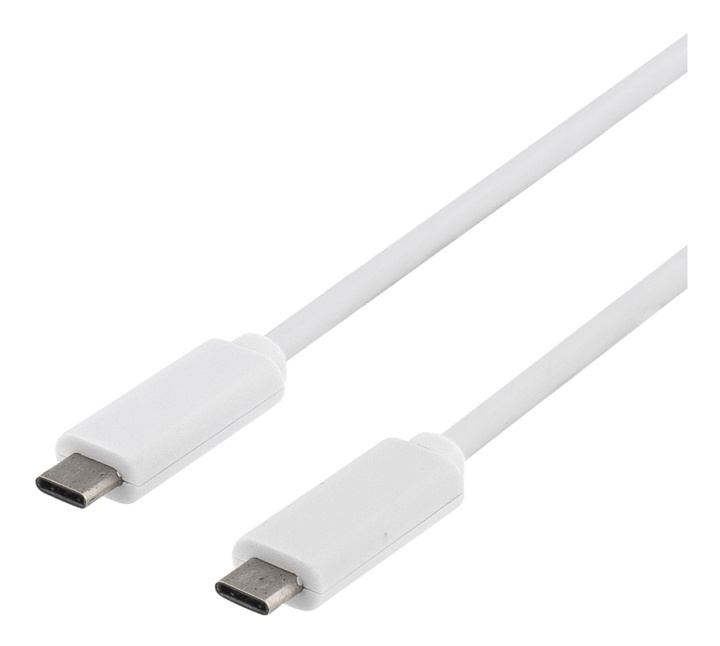 DELTACO USB 3.1 Kabel, Gen 1, Type C - Type C, 1m, hvit i gruppen Datautstyr / Kabler og adaptere / USB / USB-C hos TP E-commerce Nordic AB (38-53698)