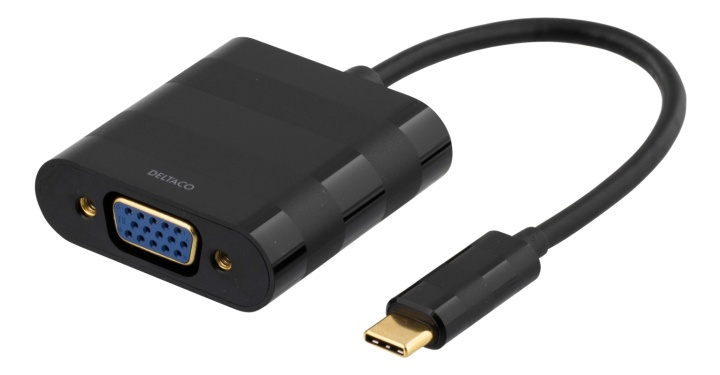 DELTACO USB 3.1 to VGA adapter, Type C ma - VGA fe, 1080p, bag, black i gruppen Datautstyr / Kabler og adaptere / VGA / Adaptere hos TP E-commerce Nordic AB (38-53722)