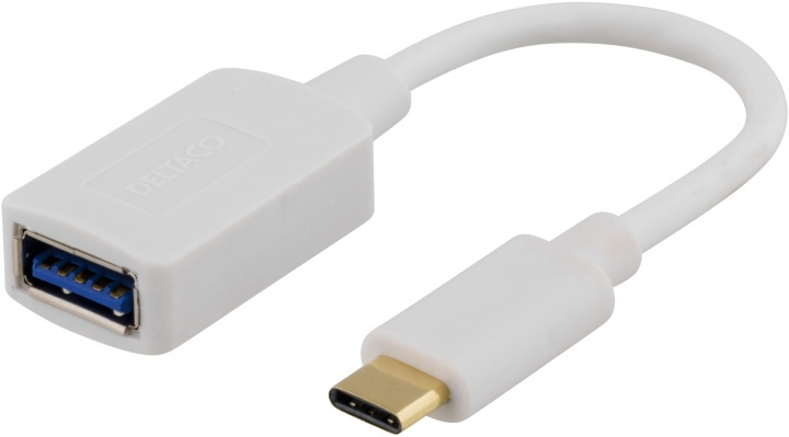 DELTACO USB-adapter, USB 3.1 type C Ha - type A Ho, Gen 1, hvit i gruppen Datautstyr / Kabler og adaptere / USB / USB-A / Adaptere hos TP E-commerce Nordic AB (38-53735)