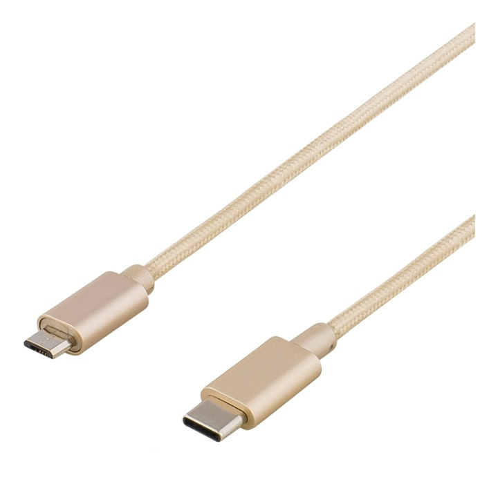 DELTACO PRIME USB kabel, 2.0, Type C Ha, Type Micro-B Ha, 1m, gull i gruppen SMARTTELEFON & NETTBRETT / Ladere og Kabler / Kabler / Kabler type C hos TP E-commerce Nordic AB (38-53737)