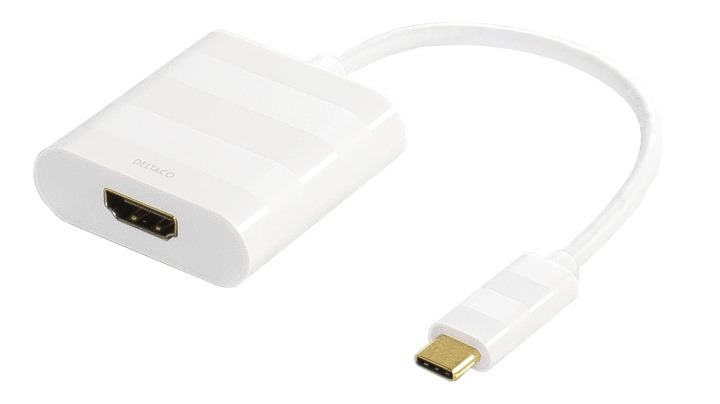 DELTACO USB 3.1 til HDMI-adapter, Type C-han - HDMI-hun, 4K, UHD, hvit i gruppen Elektronikk / Kabler og adaptere / HDMI / Adaptere hos TP E-commerce Nordic AB (38-53776)