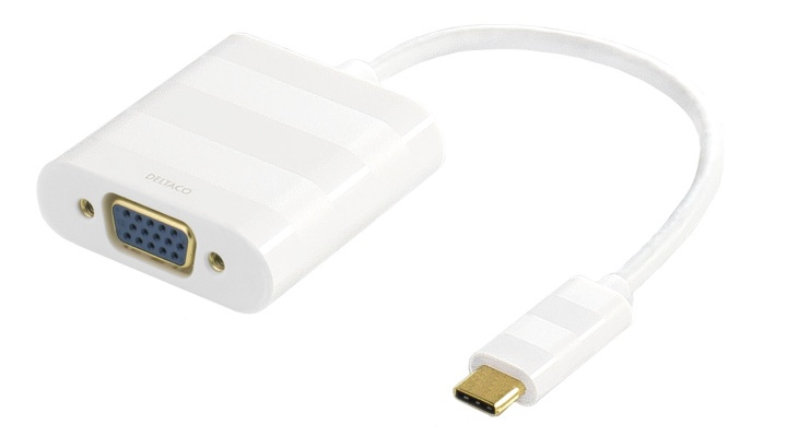 DELTACO USB 3.1 to VGA adapter, Type C ma - VGA fe, 1080p, white i gruppen Datautstyr / Kabler og adaptere / VGA / Adaptere hos TP E-commerce Nordic AB (38-53784)