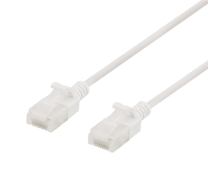 DELTACO U/UTP Cat6a patch cable, slim, 3,5mm diameter, 0,3m, white i gruppen Datautstyr / Kabler og adaptere / Nettverk / Cat6 hos TP E-commerce Nordic AB (38-53785)