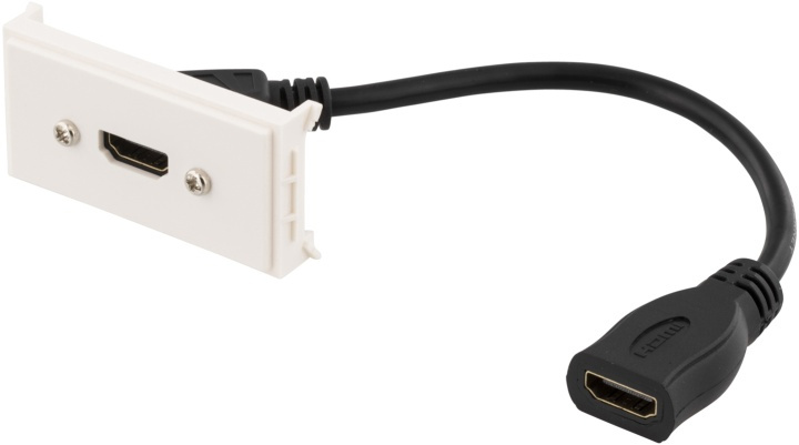 DELTACO Uttakspanel, 1xHDMI, 19-pinners hunn, 0,2 m, hvit i gruppen Elektronikk / Kabler og adaptere / HDMI / Adaptere hos TP E-commerce Nordic AB (38-53805)
