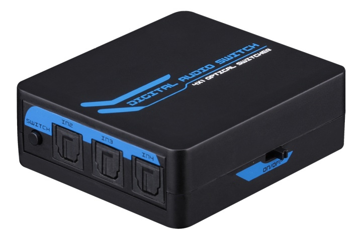 SPDIF/TOSLINK Digital optisk lydbryter 4-1, inkl. fjernkontroll, svart i gruppen Elektronikk / Kabler og adaptere / Lyd analog / Adaptere hos TP E-commerce Nordic AB (38-53861)