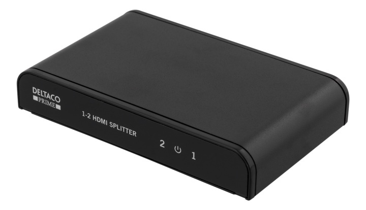 DELTACO PRIME HDMI splitter, 1 in, 2 out, HDMI 2.0, 4K, UHD, 3D, black i gruppen Datautstyr / Kabler og adaptere / HDMI/VGA/DVI-switcher hos TP E-commerce Nordic AB (38-53926)