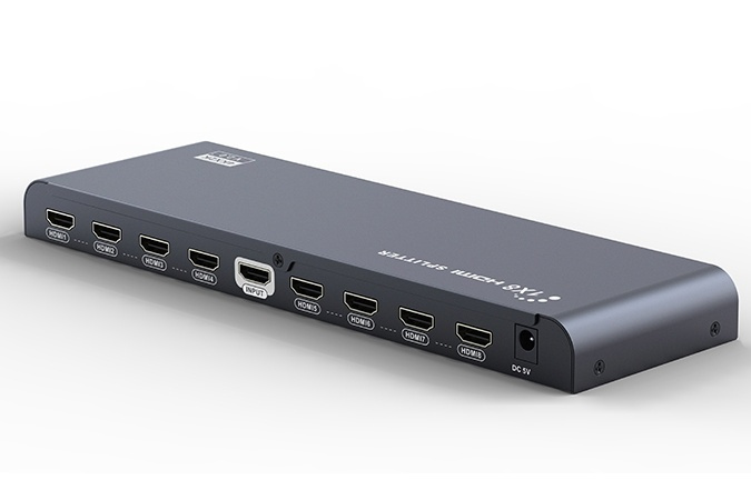 HDMI splitter, 1 source to 8 displays, support 4K in 60Hz, black i gruppen Datautstyr / Kabler og adaptere / HDMI/VGA/DVI-switcher hos TP E-commerce Nordic AB (38-53928)