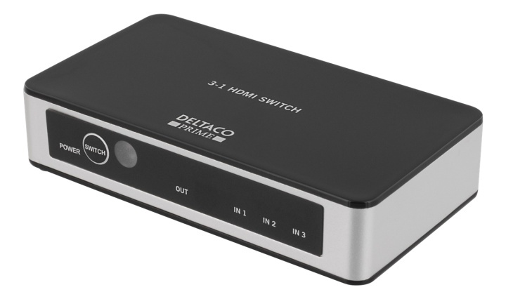 DELTACO PRIME Premium 3 Port HDMI Switch with IR Wireless Remote i gruppen Datautstyr / Kabler og adaptere / HDMI/VGA/DVI-switcher hos TP E-commerce Nordic AB (38-53940)