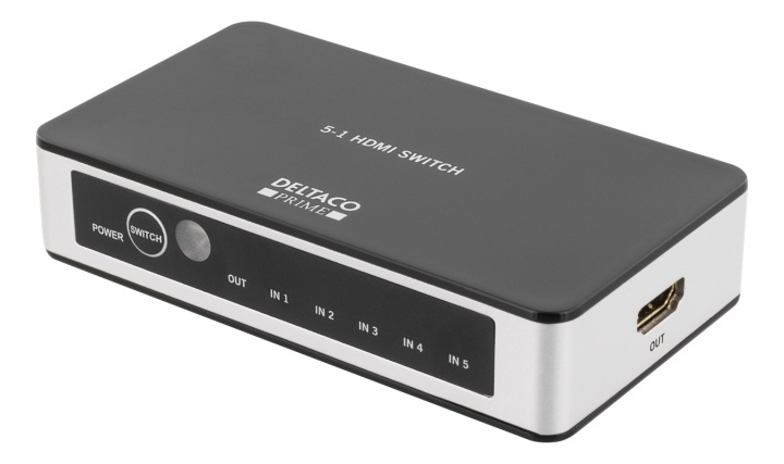 Premium HDMI-bryter med 5 porter, IR-fjernkontroll, Ultra HD i 60 Hz, svart i gruppen Datautstyr / Kabler og adaptere / HDMI/VGA/DVI-switcher hos TP E-commerce Nordic AB (38-53941)
