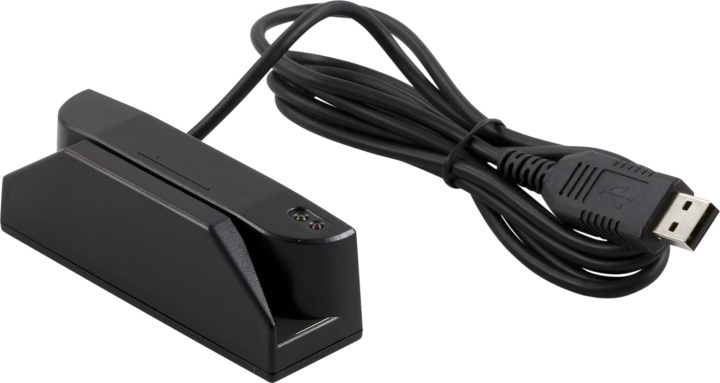 Magnetkortleser, spor 1+2+3, USB, svart i gruppen Elektronikk / Lagringsmedia / Minnekortleser hos TP E-commerce Nordic AB (38-54051)