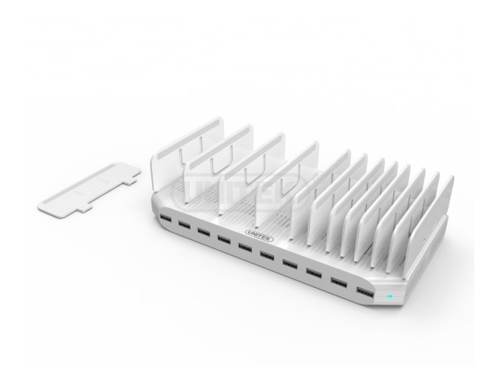 USB ladestasjon, 19,2A, 10xUSB A ho, 100-240V til 5V USB, hvit i gruppen Datautstyr / Datamaskin Tilbehør / USB-Hubs hos TP E-commerce Nordic AB (38-54118)