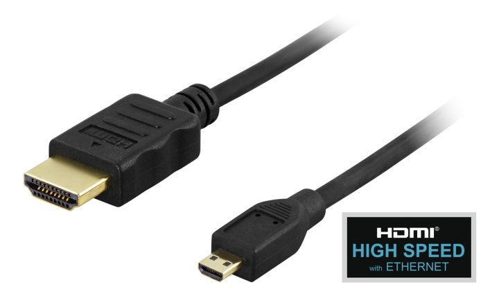 DELTACO HDMI-kabel, 1.4+E, 19-pin ha-Micro 19-pin ha, 1080p, svart, 1m i gruppen Elektronikk / Kabler og adaptere / HDMI / Kabler hos TP E-commerce Nordic AB (38-5448)