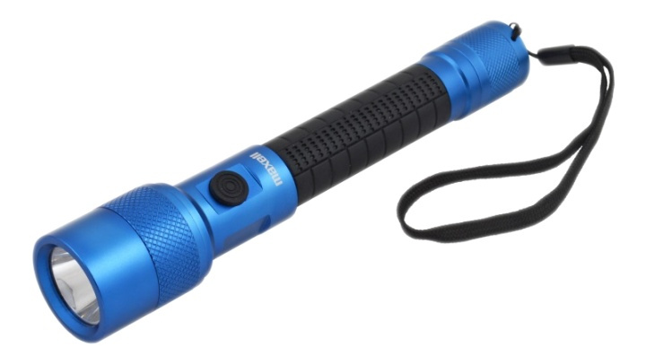 Maxell UV LED-lommelykt, IP44, aluminium, drives av 2xAA-batterier, blå i gruppen SPORT, FRITID & HOBBY / Lommelykter og hodelykter / Lommelykter hos TP E-commerce Nordic AB (38-54991)