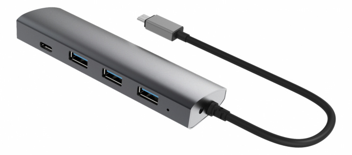 Winstar 4-port USB-hub, type C, type A, aluminium i gruppen Datautstyr / Datamaskin Tilbehør / USB-Hubs hos TP E-commerce Nordic AB (38-55983)