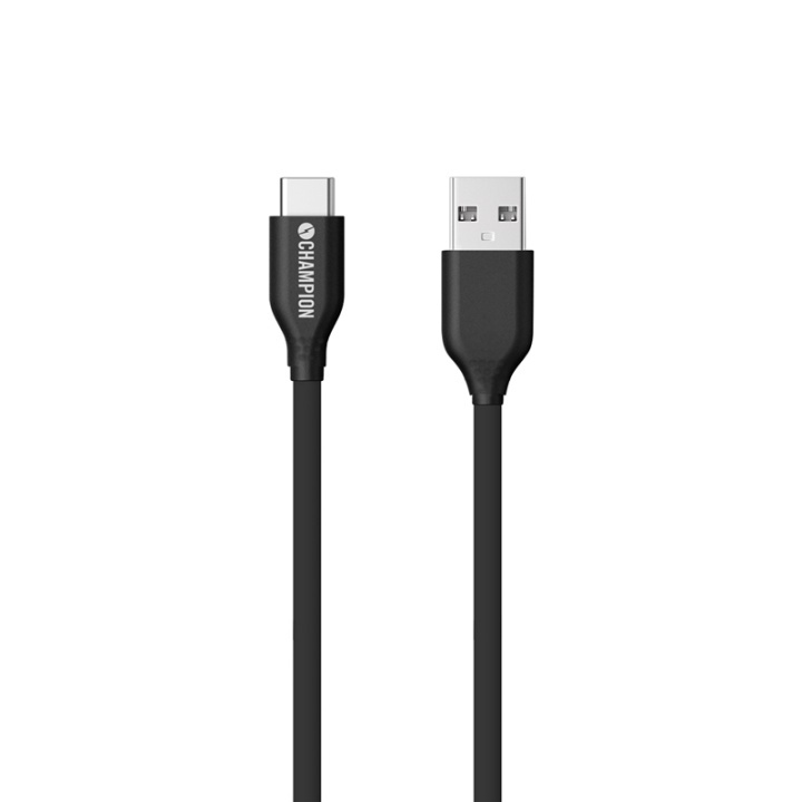 Champion USB-A til USB-C-kabel 3 m, svart i gruppen SMARTTELEFON & NETTBRETT / Ladere og Kabler / Kabler / Kabler type C hos TP E-commerce Nordic AB (38-56239)