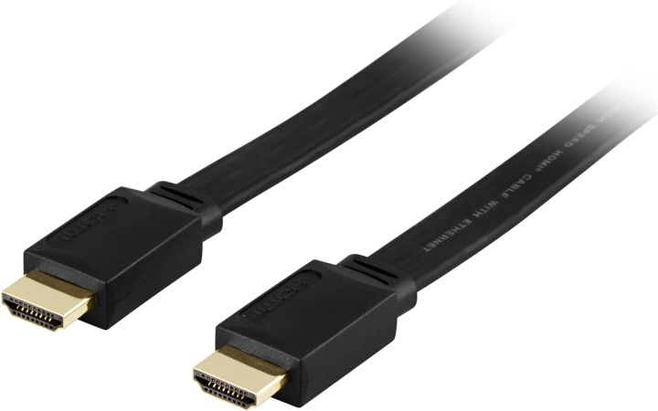 DELTACO HDMI-kabel, v1.4+Ethernet, 19-pin ha-ha, 1080p,flat,svart, 5m i gruppen Elektronikk / Kabler og adaptere / HDMI / Kabler hos TP E-commerce Nordic AB (38-5649)
