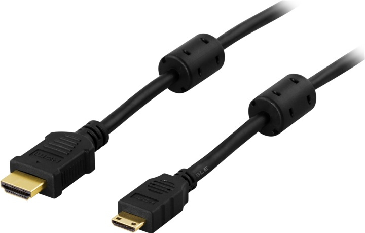 DELTACO HDMI-kabel, v1.4+Ethernet, 19-pin ha-Mini ha, 1080p, svart, 1m i gruppen Elektronikk / Kabler og adaptere / HDMI / Kabler hos TP E-commerce Nordic AB (38-5664)