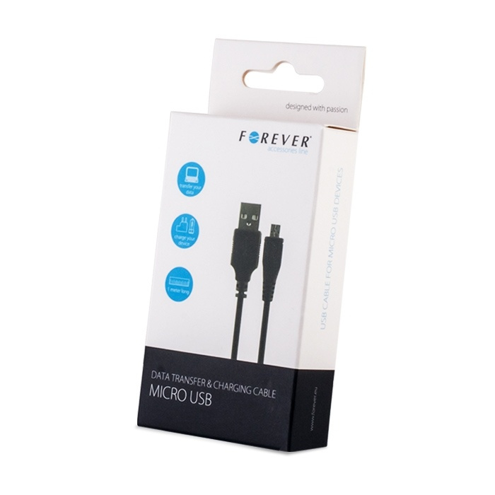 Forever microUSB-kabel, 3 meter, svart i gruppen Datautstyr / Kabler og adaptere / USB / Micro-USB / Kabler hos TP E-commerce Nordic AB (38-56694)