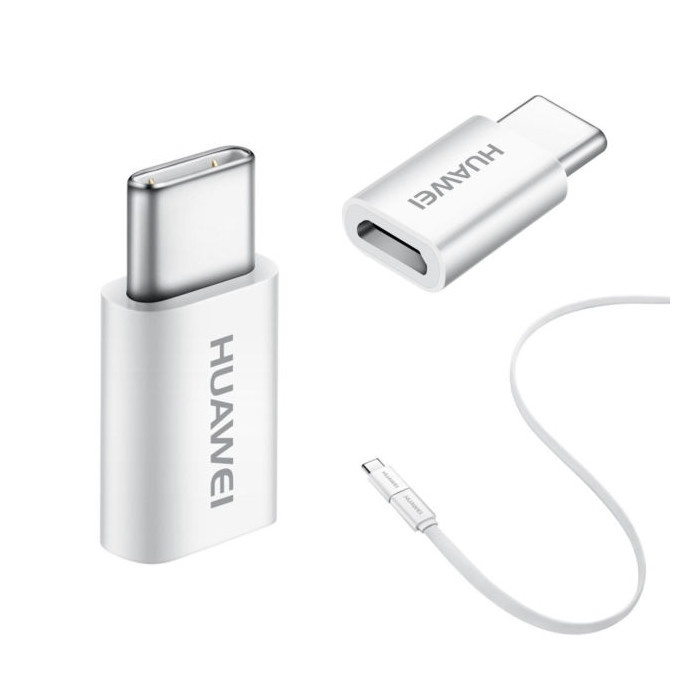 Huawei adapter microUSB till USB-C, vit/silver i gruppen SMARTTELEFON & NETTBRETT / Ladere og Kabler / Adaptere hos TP E-commerce Nordic AB (38-56711)