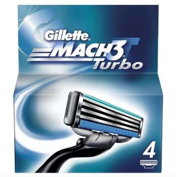 Gillette Mach3 Turbo 4-pakning i gruppen HELSE OG SKJØNNHET / Hår & styling / Barbering og trimming / Barberhøvler og tilbehør hos TP E-commerce Nordic AB (38-57193)