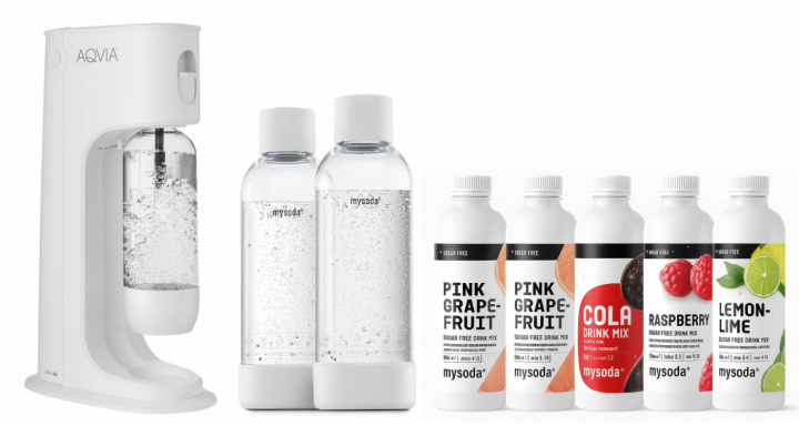 AGA Aqvia Balance Stripped + 2 x bottles + 5 flavors i gruppen HJEM, HUS OG HAGE / Husholdningsapparater / Vann og juice / Kullsyremaskin / Maskiner hos TP E-commerce Nordic AB (38-5876STRPKT2)