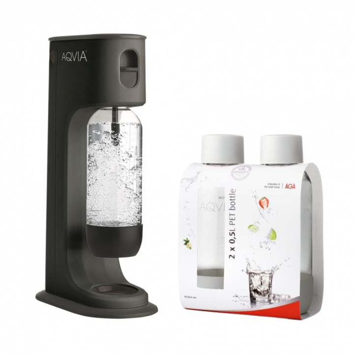 AGA Aqvia Balance (Black) + 2 x 0,5L PET-flaskor i gruppen HJEM, HUS OG HAGE / Husholdningsapparater / Vann og juice / Kullsyremaskin / Maskiner hos TP E-commerce Nordic AB (38-5877PKT)