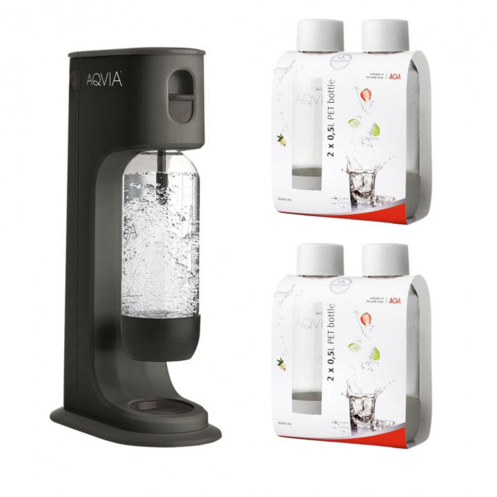 AGA Aqvia Balance (Black) + 4 x 0,5L PET-flaskor i gruppen HJEM, HUS OG HAGE / Husholdningsapparater / Vann og juice / Kullsyremaskin / Maskiner hos TP E-commerce Nordic AB (38-5877PKT2)