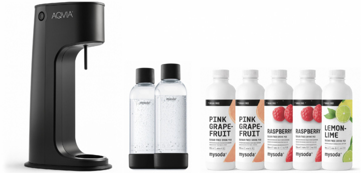 AGA Aqvia Balance Stripped + 2 x bottles (Svart) + 5 pcs drinks i gruppen HJEM, HUS OG HAGE / Husholdningsapparater / Vann og juice / Kullsyremaskin / Maskiner hos TP E-commerce Nordic AB (38-5877STRPKT2)