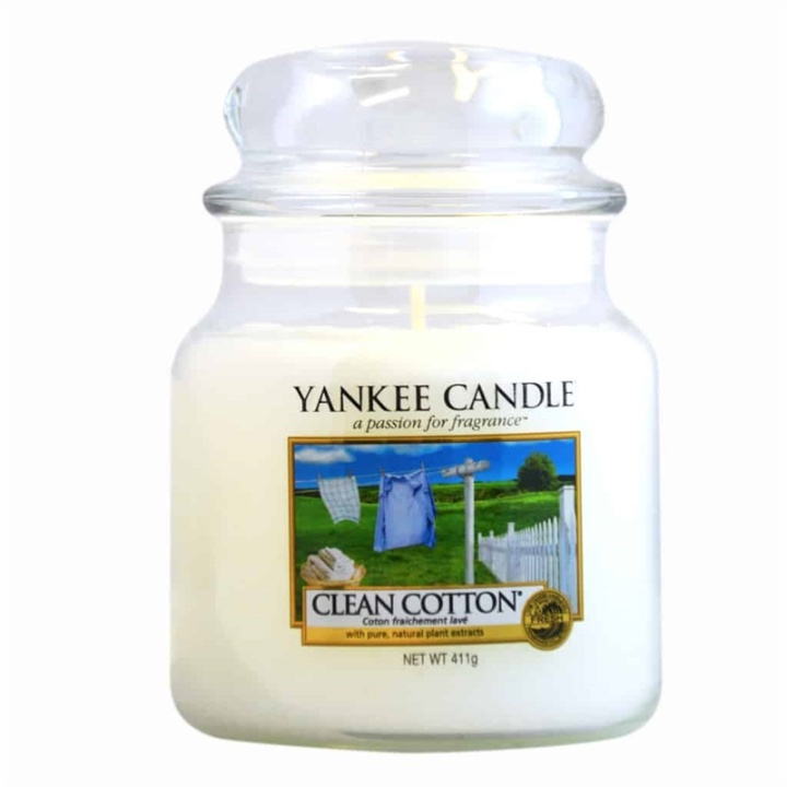 Yankee Candle Classic Medium Jar Clean Cotton Candle 411g i gruppen HELSE OG SKJØNNHET / Duft og parfyme / Andre dufter / Duftlys hos TP E-commerce Nordic AB (38-59239)